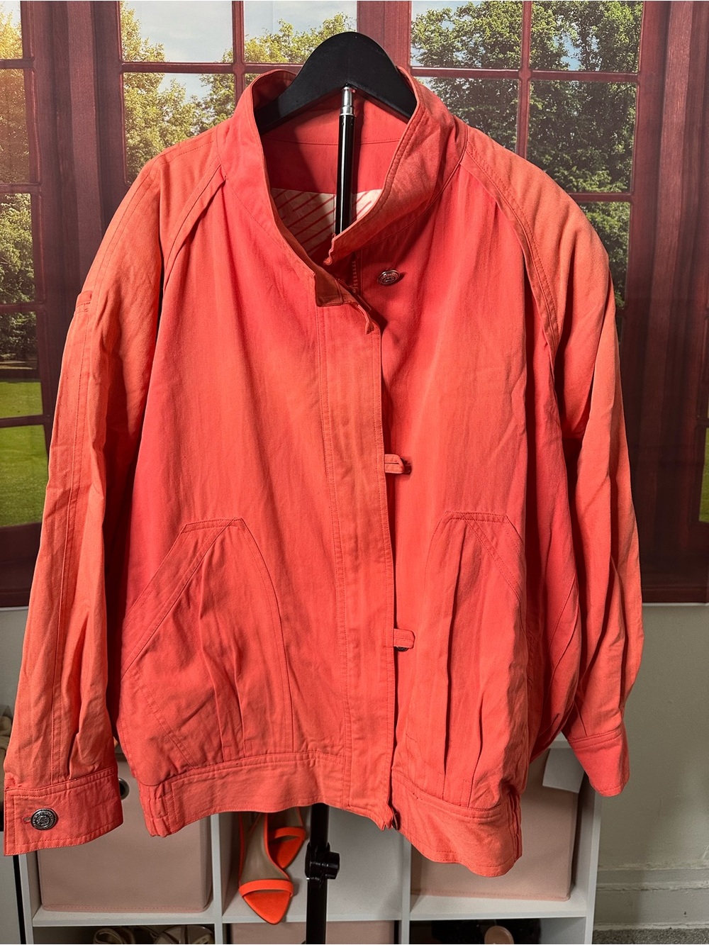 1990’s Vintage Neiman Marcus Orange/Coral Bomber Jacket Sz L